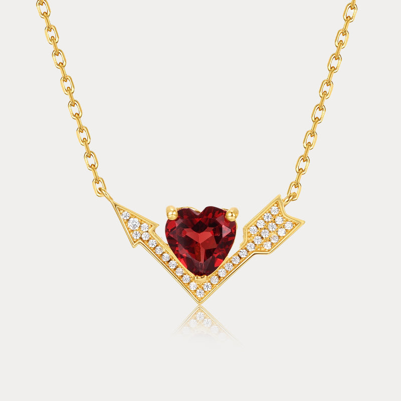 Selenichast Garnet Heart Arrow Necklace