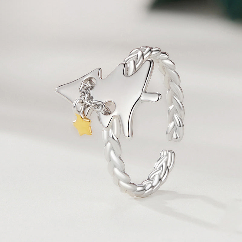 Silver Christmas Tree Ring