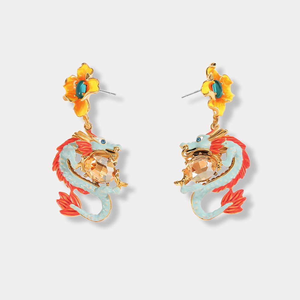 Selenichast Zodiac Dragon Wintersweet Earrings
