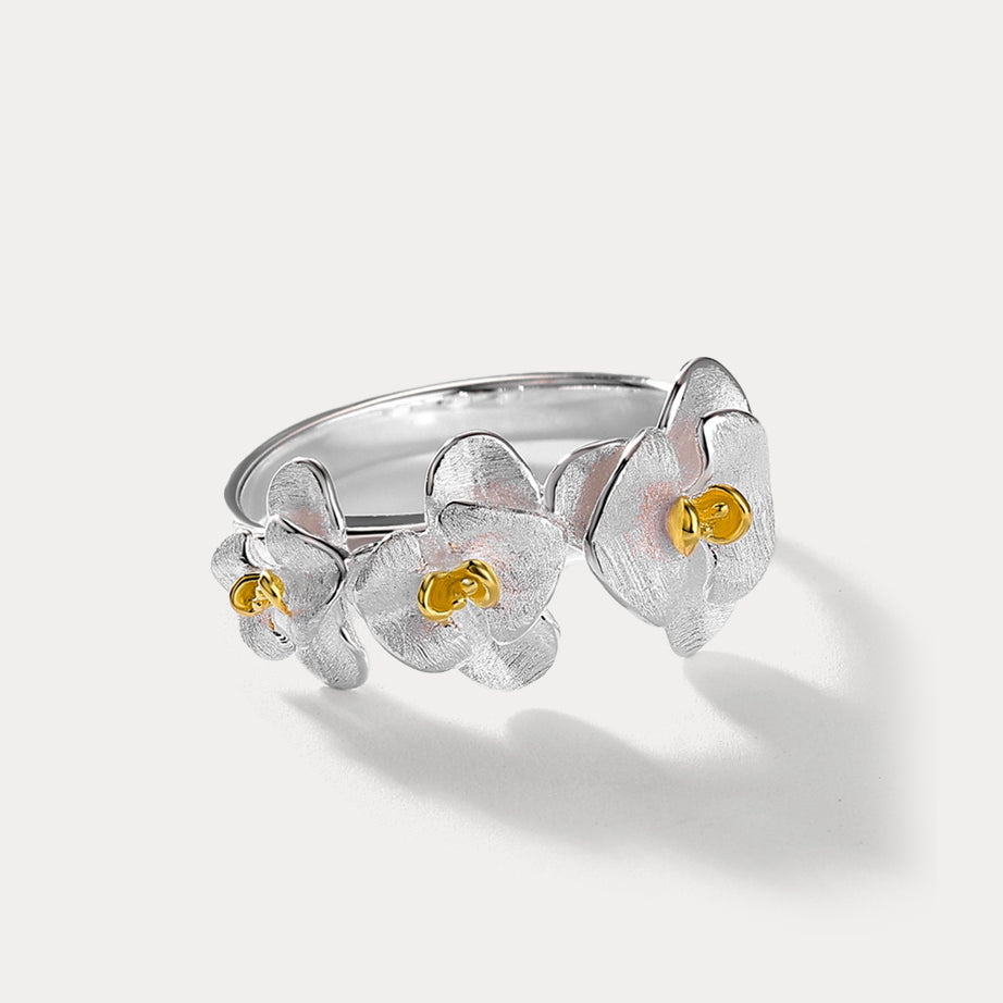 Silver Orchid Ring Gift