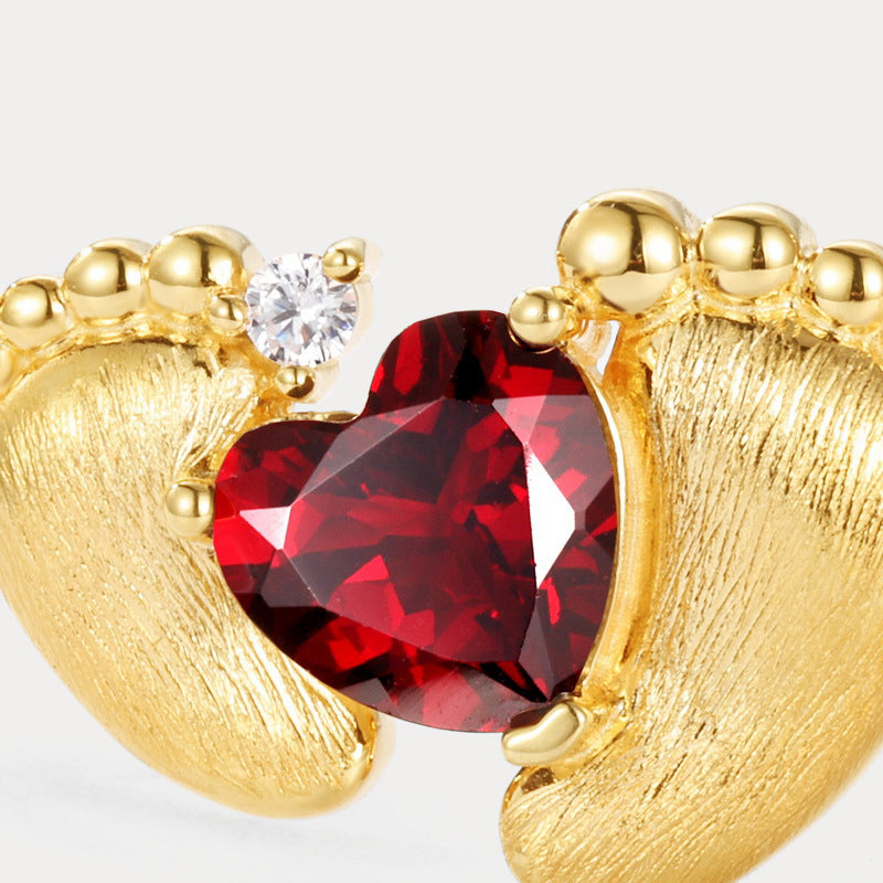 Ruby Baby Footprint Pendant Necklace