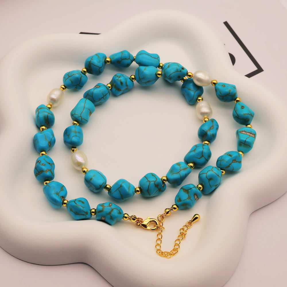 Selenichast Turquoise Beaded Necklace Beaded Jewelry