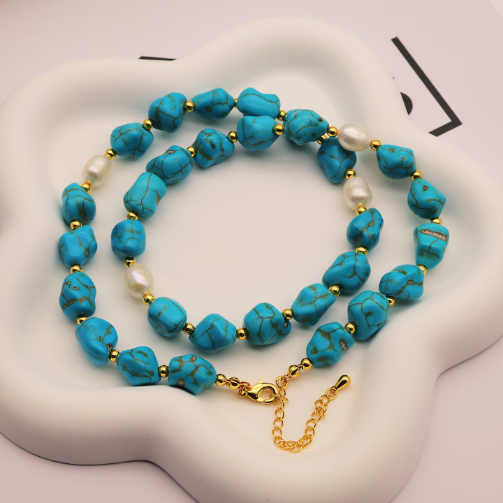 Selenichast Turquoise Beaded Necklace Beaded Jewelry