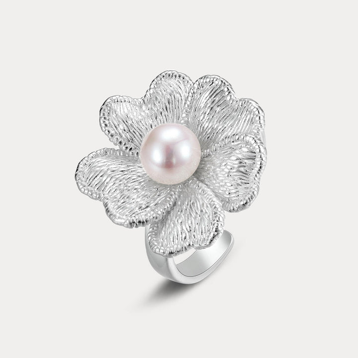 Selenichast Silver Orchid Pearl Ring