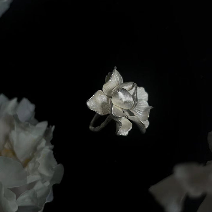 Selenichast Silver Ring Flower Ring