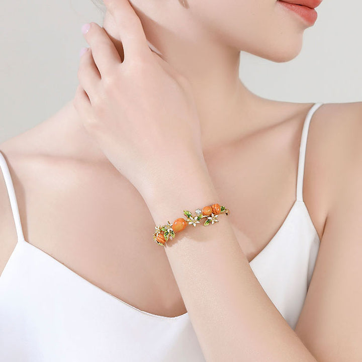 Golden Plum Flower Cuff