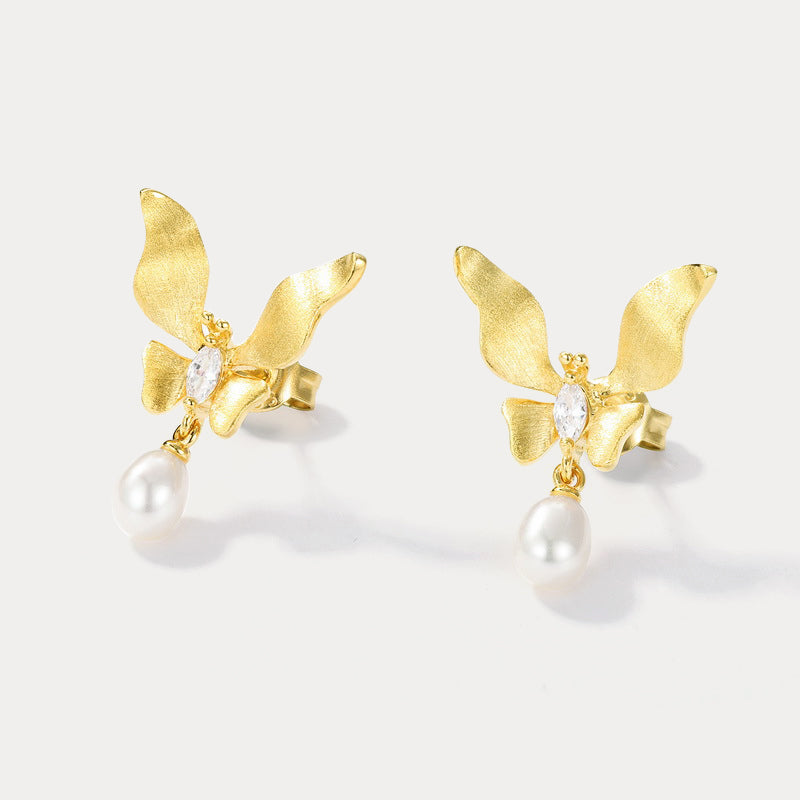 Selenichast Butterfly Freshwater Pearl Earrings