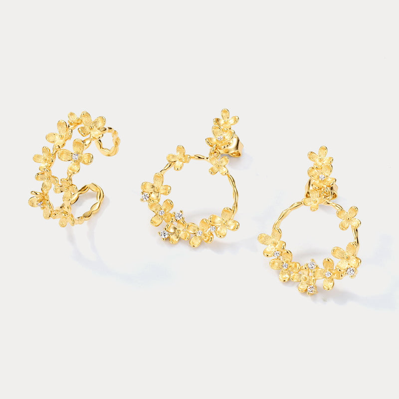 Gold Osmanthus Flower Dangle Earrings