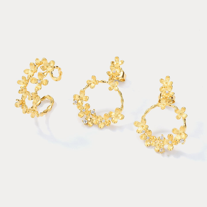 Gold Osmanthus Flower Dangle Earrings