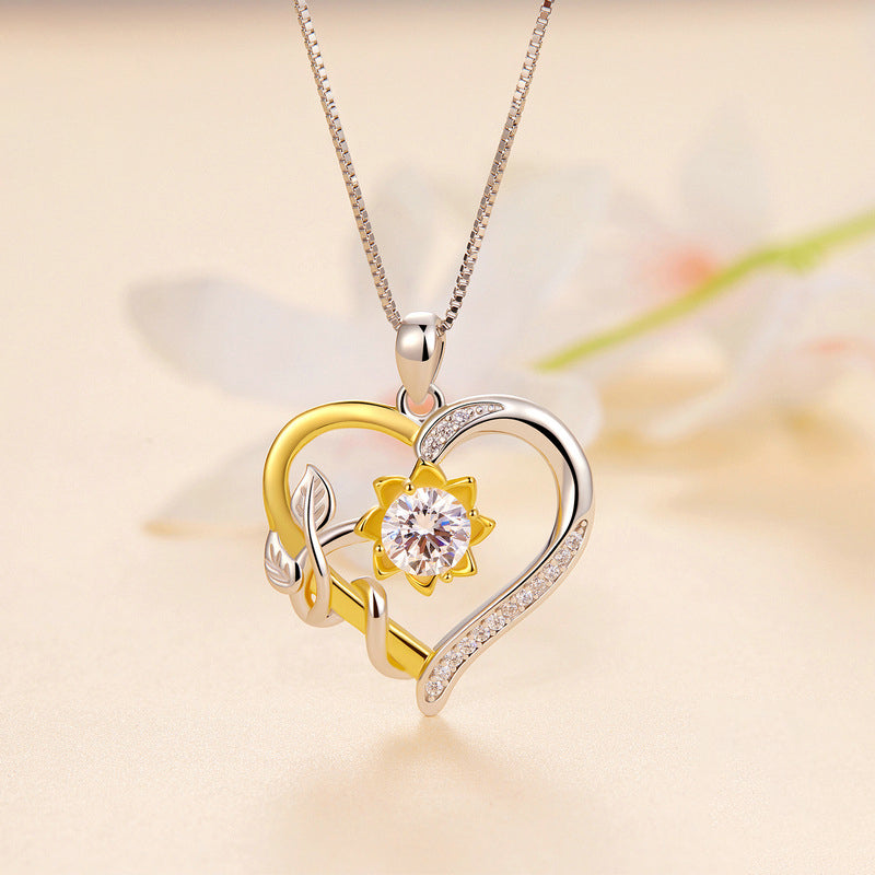 Moissanite Sunflower Heart Necklace
