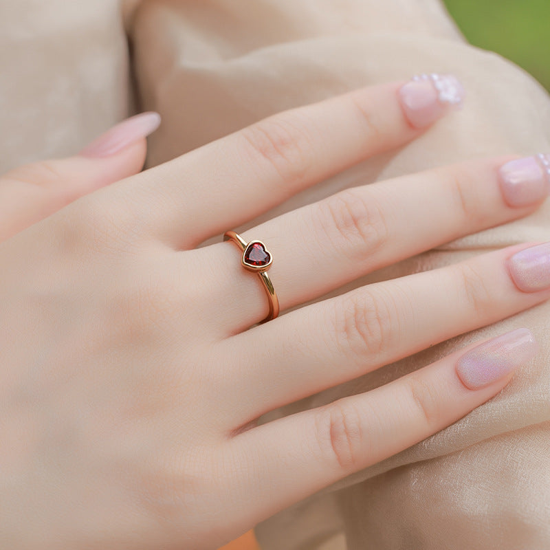 Garnet Heart Arrow Ring 