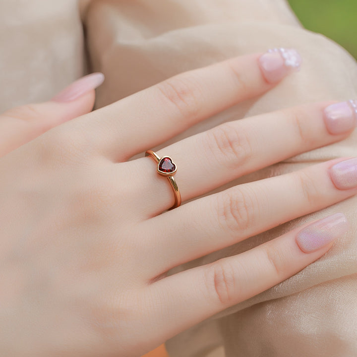 Garnet Heart Arrow Ring 