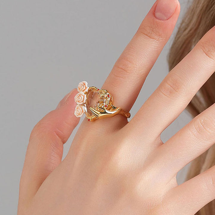 Champagne Rose Heart Ring