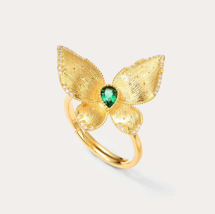 Emerald Butterfly Ring Gift For Her