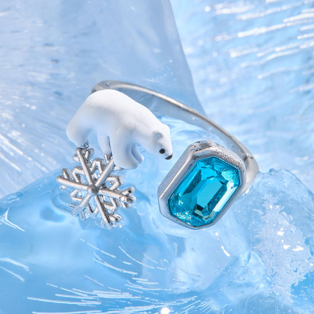 Cute Snowflake Bear Ring