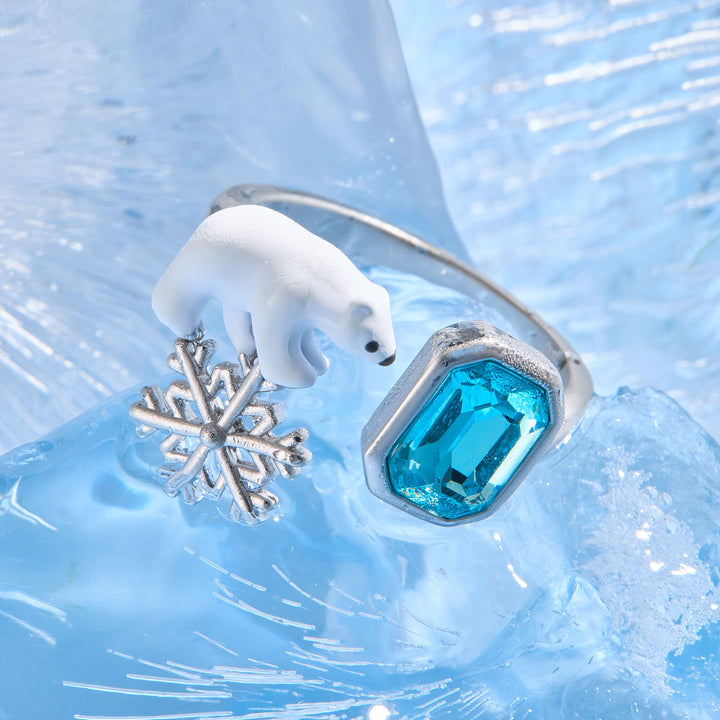 Cute Snowflake Bear Ring