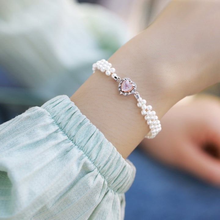 Pink Crystal and Pearl Bracelet