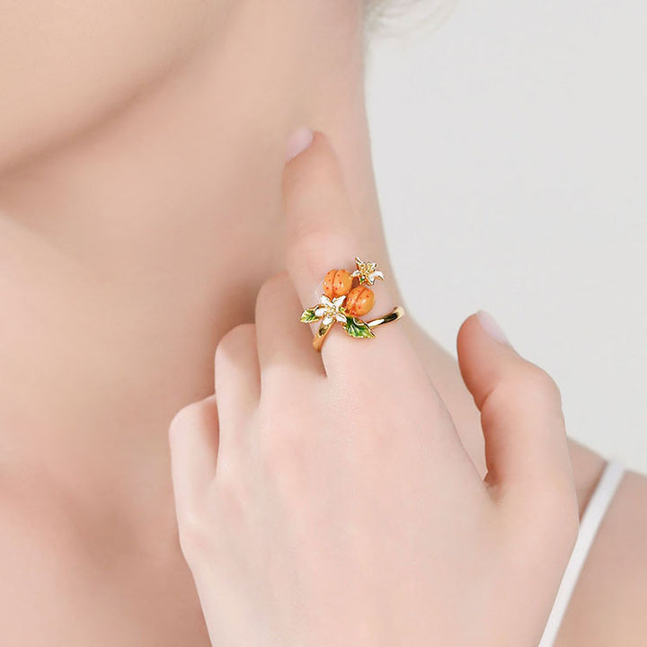 Golden Plum Flower Ring