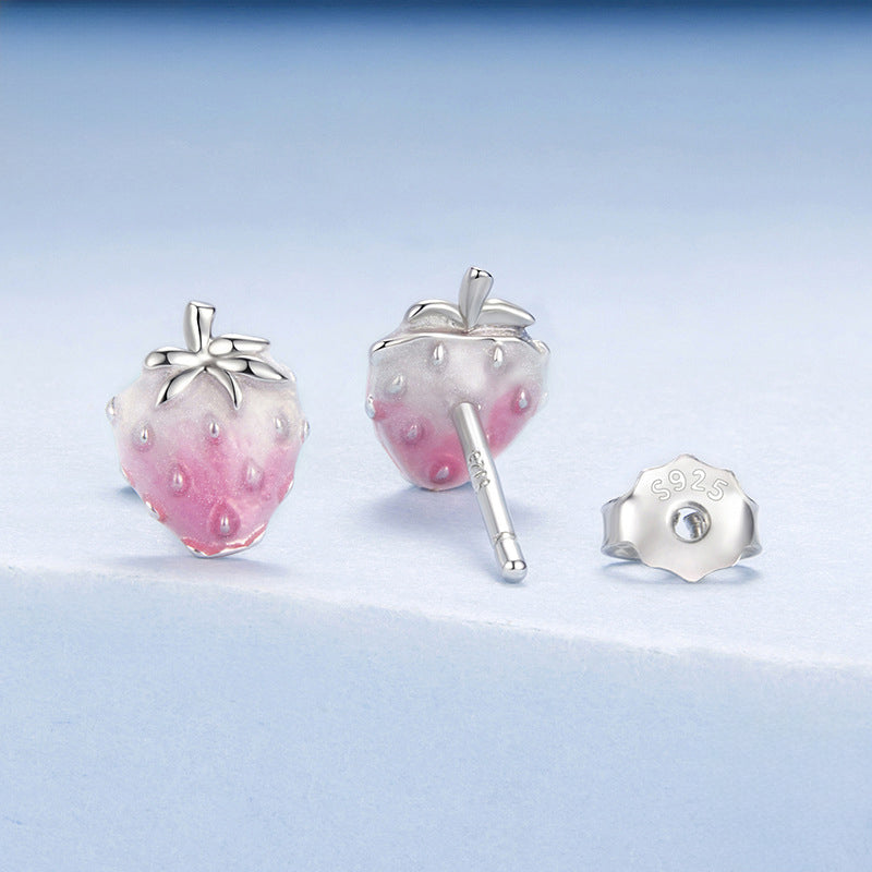 Silver Strawberry Stud Earrings 