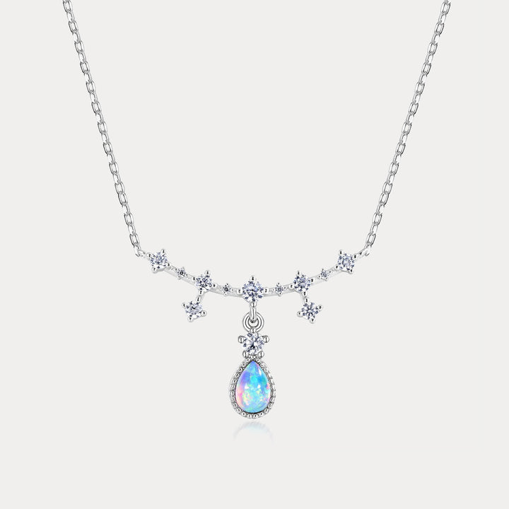 Selenichast Silver Opal Drop Necklace