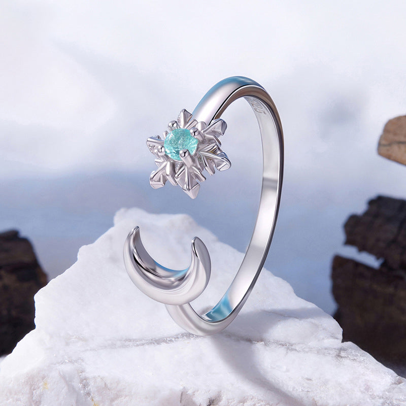 Snowflake Moon Ring Gift For Her