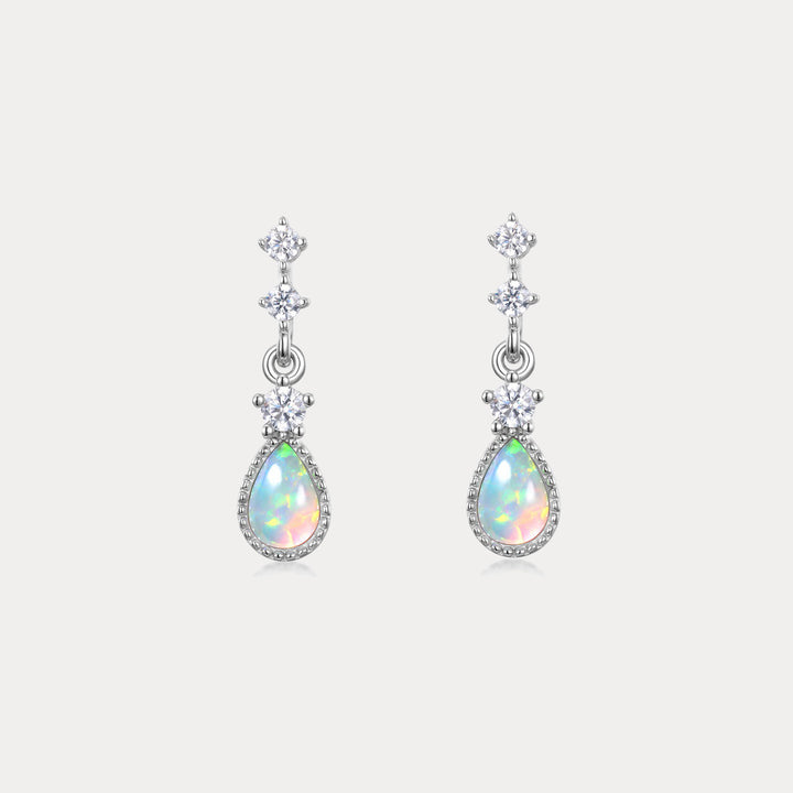 Silver Opal Drop Earrings