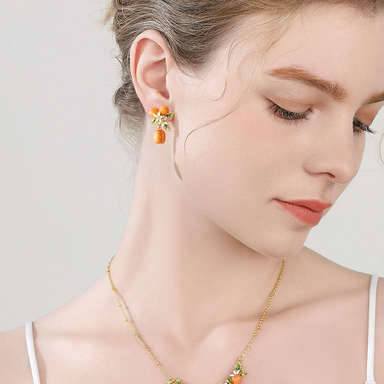 Golden Plum Flower Earrings