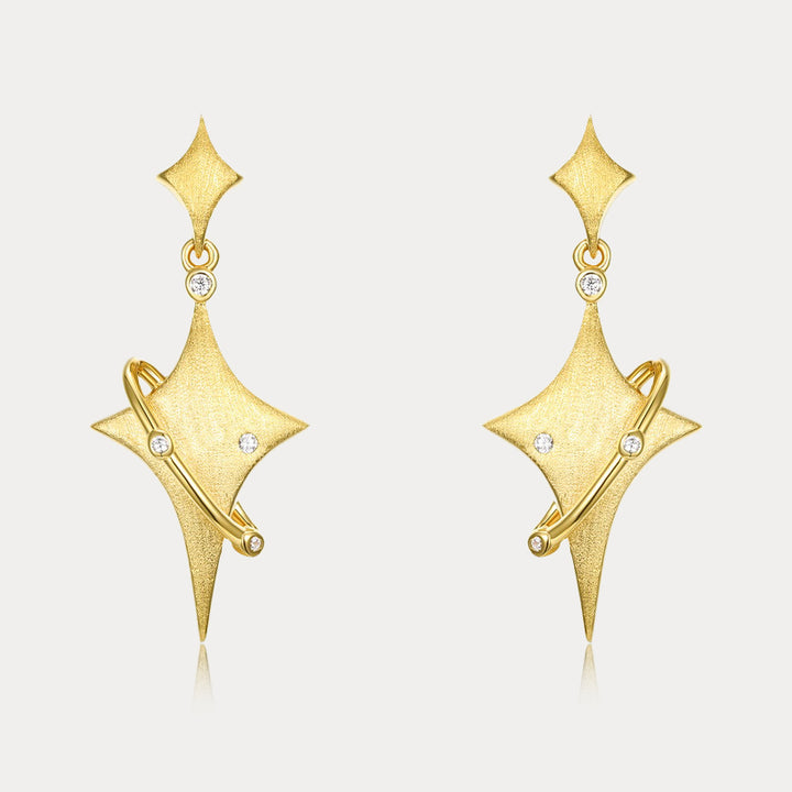 Selenichast Silver Four-Point Star Earrings
