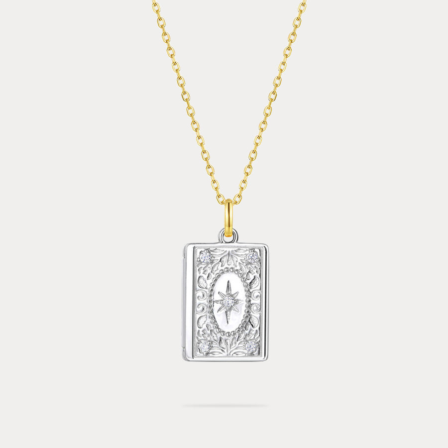 Gold and Silver Book Locket Necklace