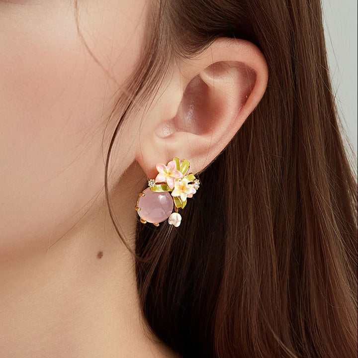 Selenichast Plumeria Stud Earrings Agate Jewelry