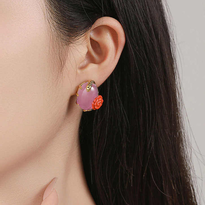 Rose Snake Earrings