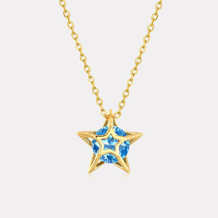 Blue Spinel Pentagram Necklace