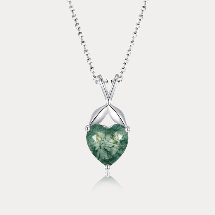 Selenichast Moss Agate Heart Necklace