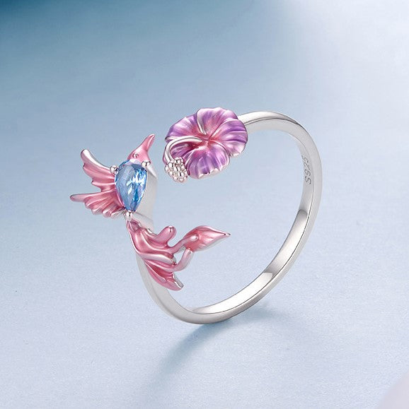 Silver Hummingbird Ring
