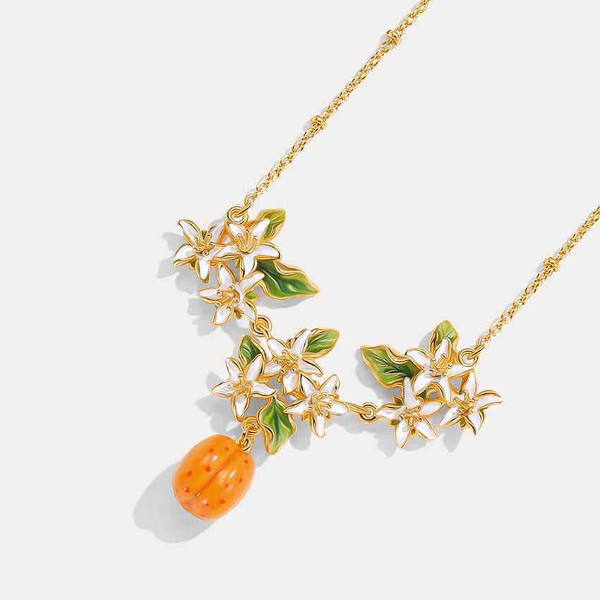 Selenichast Golden Plum Blossom Pendant Necklace