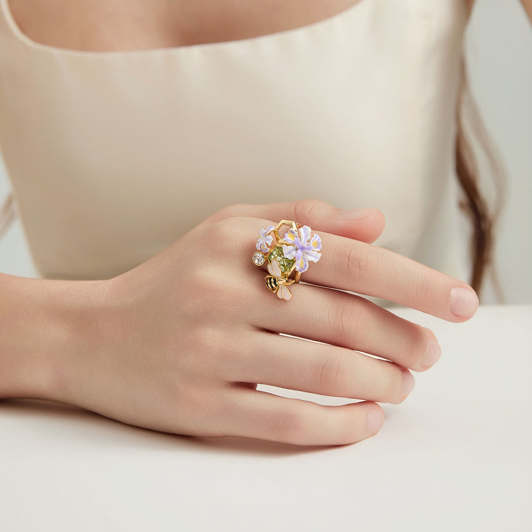 Iris Flower Bee Ring Gift
