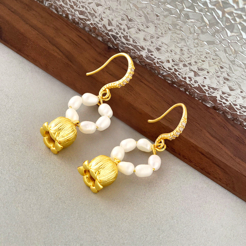 Lily of the Valley Pearl Hook Earrings