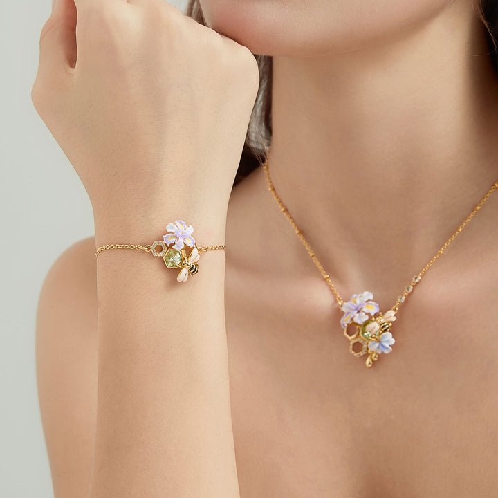 Iris Flower Bee Bracelet Gif for Her