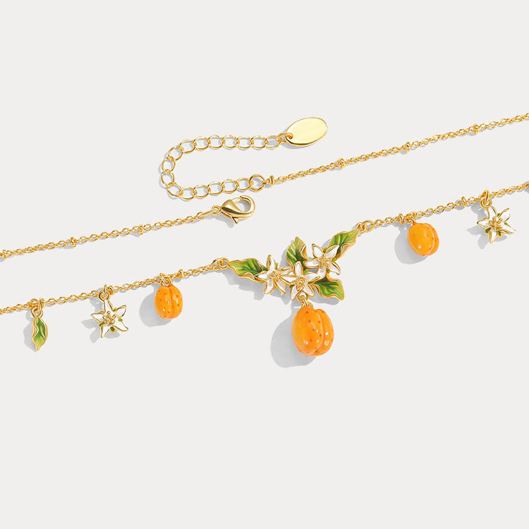 Selenichast Golden Plum Blossom Multi- Charm Necklace