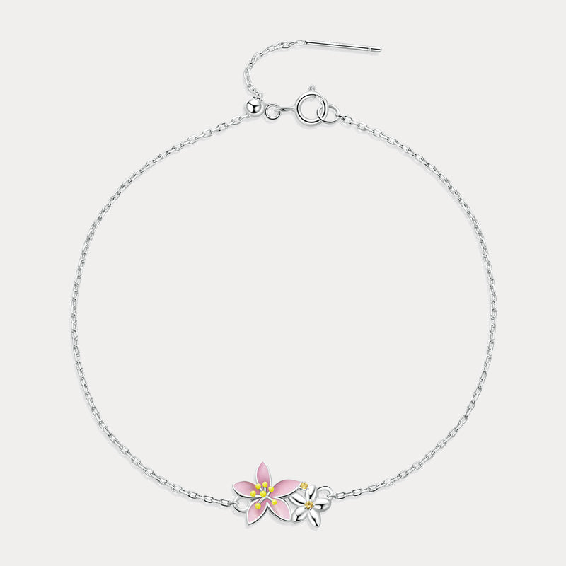 Silver Sakura Blossom Bracelet