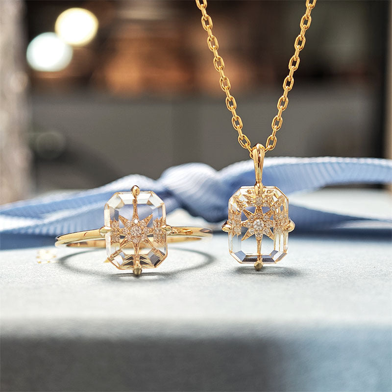 Clear Quartz Starburst Necklace Gift