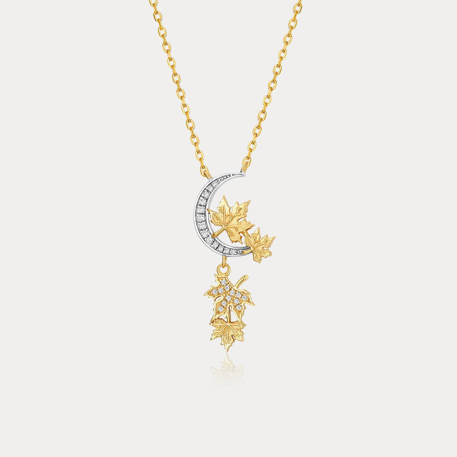Selenichast Maple Leaves Moon Necklace