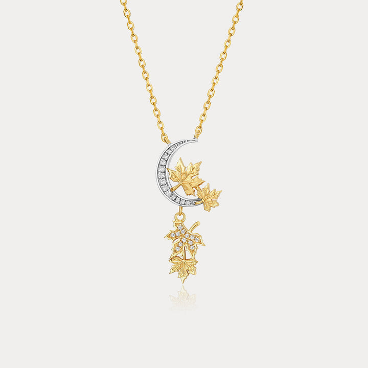 Selenichast Maple Leaves Moon Necklace