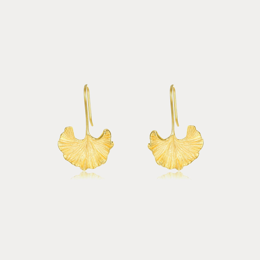 Selenichast Gold Ginkgo Leaf Earrings