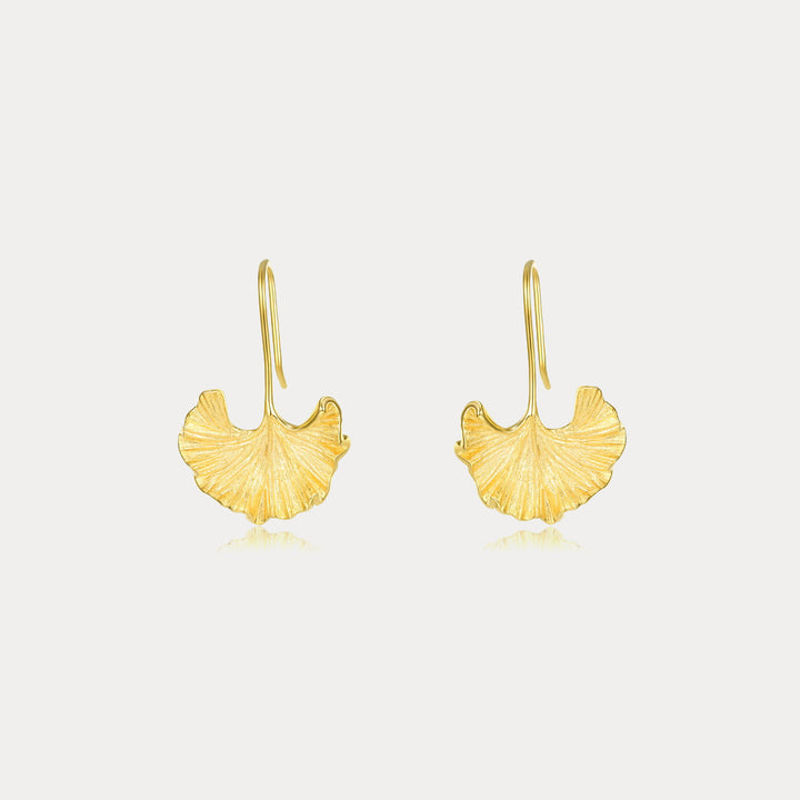 Selenichast Gold Ginkgo Leaf Earrings