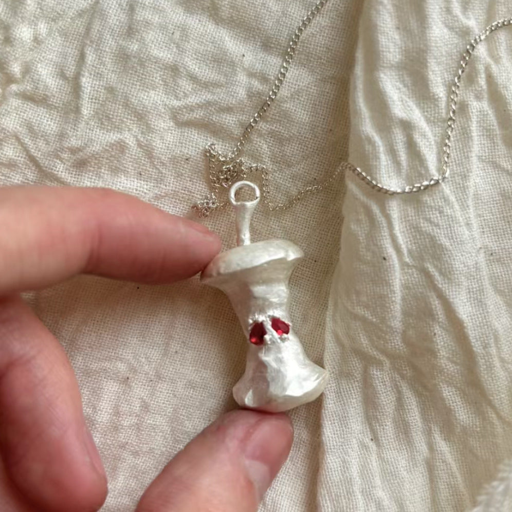 Silver Apple Core Necklace Gift