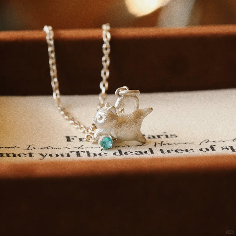 Selenichast Silver Cat Necklace Cute Jewelry Silver Jewelry