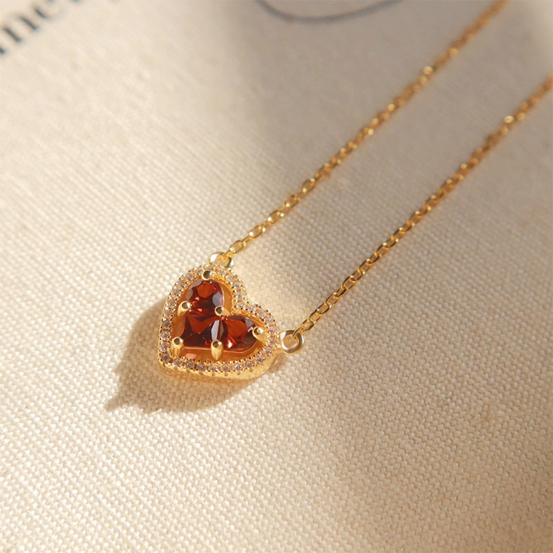 Garnet Heart Necklace Selenichast 