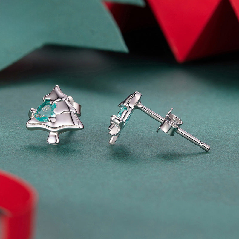 Silver Christmas Tree  Earrings