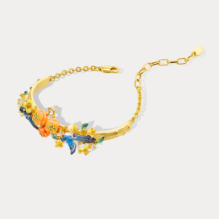Enamel Magpie & Persimmon Blossom Bracelet Gift
